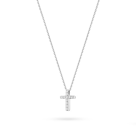 Przejdź do produktu Naszyjnik z białego złota z diamentem 0,05ct krzyżyk The Diamonds