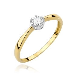 Pierścionek zaręczynowy z żółtego złota z diamentem 0,06ct Fire Of Love
