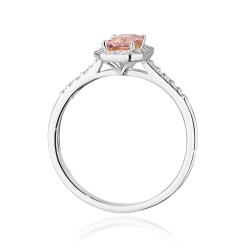 Pierścionek zaręczynowy z białego złota z morganitem i diamentami 0,19ct Fire Of Love