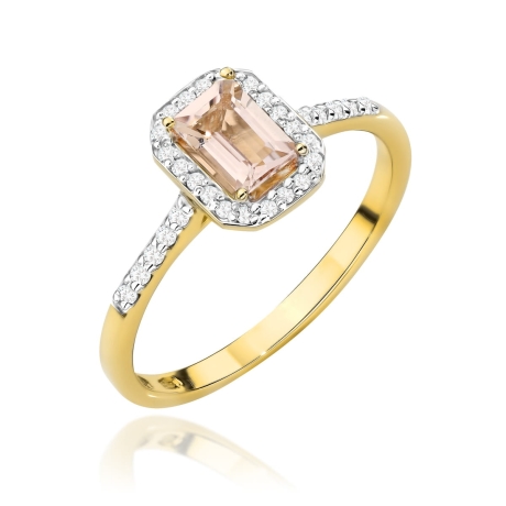 Przejdź do produktu Pierścionek zaręczynowy z żółtego złota z morganitem i diamentami 0,19ct Fire Of Love