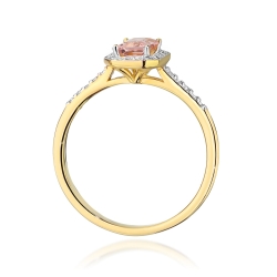 Pierścionek zaręczynowy z żółtego złota z morganitem i diamentami 0,19ct Fire Of Love