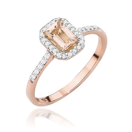 Przejdź do produktu Pierścionek zaręczynowy z różowego złota z morganitem i diamentami 0,19ct Fire Of Love 