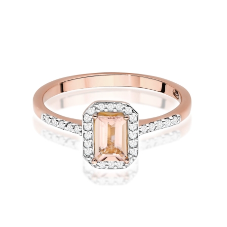 Przejdź do produktu Pierścionek zaręczynowy z różowego złota z morganitem i diamentami 0,19ct Fire Of Love 