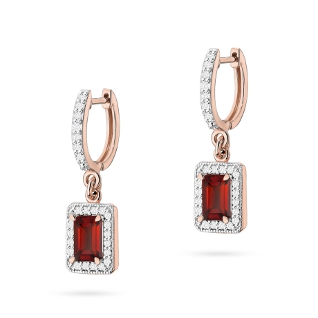Przejdź do produktu Kolczyki z różowego złota 585 z granatem i diamentami 0,34ct The Diamonds