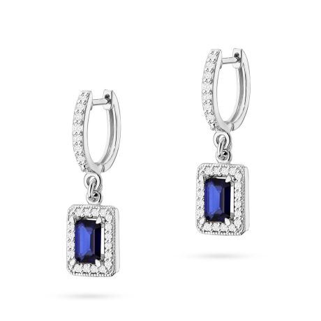 Przejdź do produktu Kolczyki z białego złota 585 z szafirem i diamentami 0,34ct The Diamonds