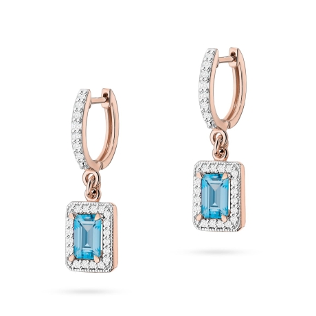 Przejdź do produktu Kolczyki z różowego złota 585 z topazem i diamentami 0,34ct The Diamonds
