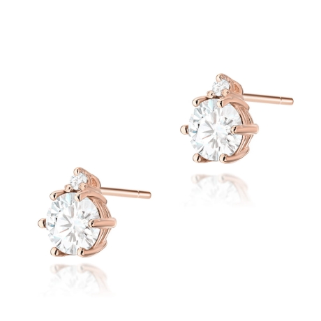 Przejdź do produktu Kolczyki z różowego złota 585 z białym szafirem i diamentami 0,03ct The Diamonds 