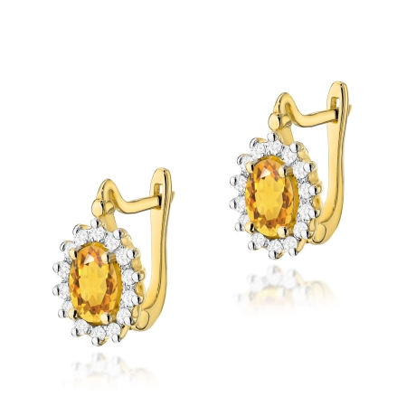 Przejdź do produktu Kolczyki z żółtego złota 585 z cytrynem i diamentami 0,24ct na zapięciu angielskim The Diamonds