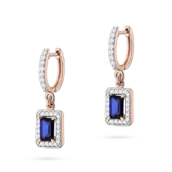 Kolczyki z różowego złota 585 z szafirem i diamentami 0,34ct The Diamonds