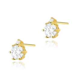 Kolczyki z żółtego złota 585 z białym szafirem i diamentami 0,03ct The Diamonds