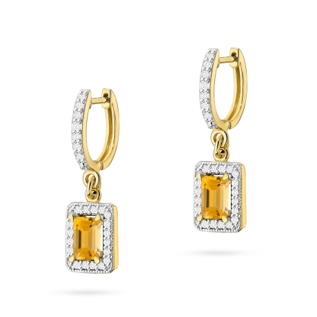 Przejdź do produktu Kolczyki z żółtego złota 585 z cytrynem i diamentami 0,34ct The Diamonds