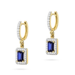 Kolczyki z żółtego złota 585 z szafirem i diamentami 0,34ct The Diamonds