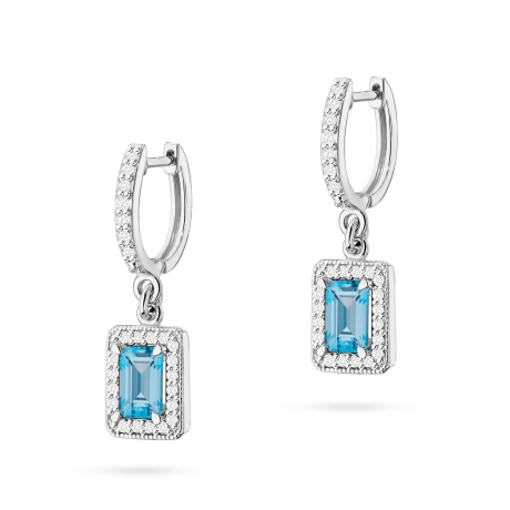 Przejdź do produktu Kolczyki z żółtego złota 585 z topazem i diamentami 0,34ct The Diamonds 