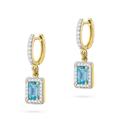 Kolczyki z żółtego złota 585 z topazem i diamentami 0,34ct The Diamonds