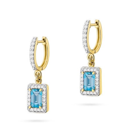 Przejdź do produktu Kolczyki z żółtego złota 585 z topazem i diamentami 0,34ct The Diamonds