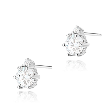Przejdź do produktu Kolczyki z białego złota 585 z białym szafirem i diamentami 0,03ct The Diamonds
