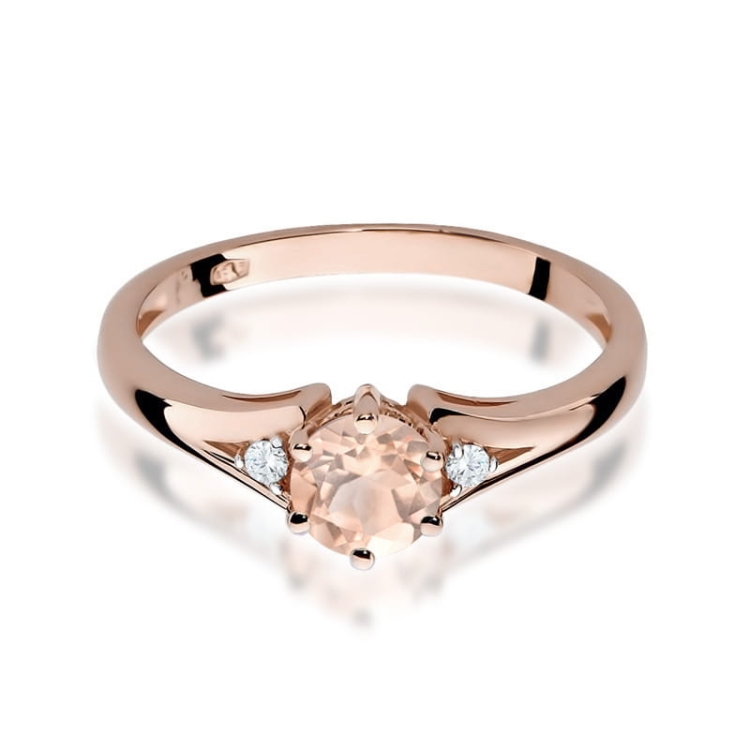 Pierścionek zaręczynowy z różowego złota z morganitem i diamentami 0,03ct Fire Of Love