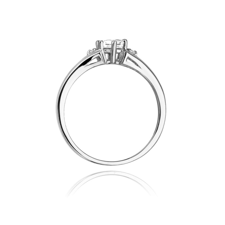 Pierścionek zaręczynowy z białego złota z białym szafirem i diamentami 0,03ct Fire Of Love