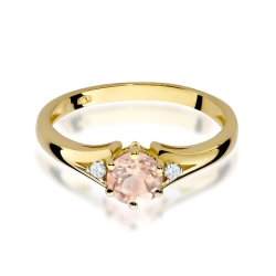 Pierścionek zaręczynowy z żółtego złota z morganitem i diamentami 0,03ct Fire Of Love