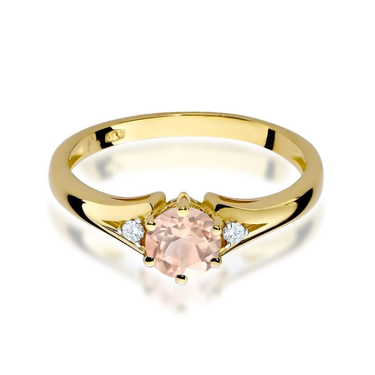 Pierścionek zaręczynowy z żółtego złota z morganitem i diamentami 0,03ct Fire Of Love