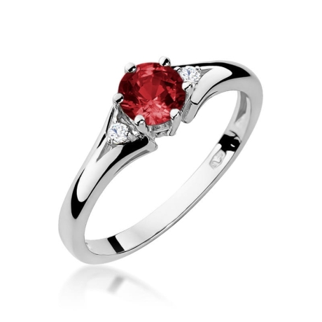 Przejdź do produktu Pierścionek zaręczynowy z białego złota z granatem i diamentami 0,03ct Fire Of Love