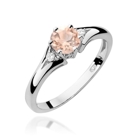 Przejdź do produktu Pierścionek zaręczynowy z białego złota z morganitem i diamentami 0,03ct Fire Of Love 