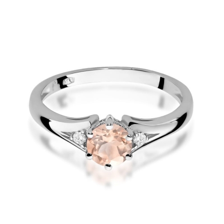 Przejdź do produktu Pierścionek zaręczynowy z białego złota z morganitem i diamentami 0,03ct Fire Of Love 