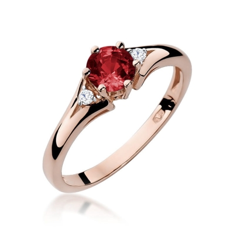 Przejdź do produktu Pierścionek zaręczynowy z różowego złota z granatem i diamentami 0,03ct Fire Of Love