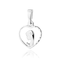 Medalik z białego złota Matka Boska w sercu z diamentem 0,005ct The Diamonds