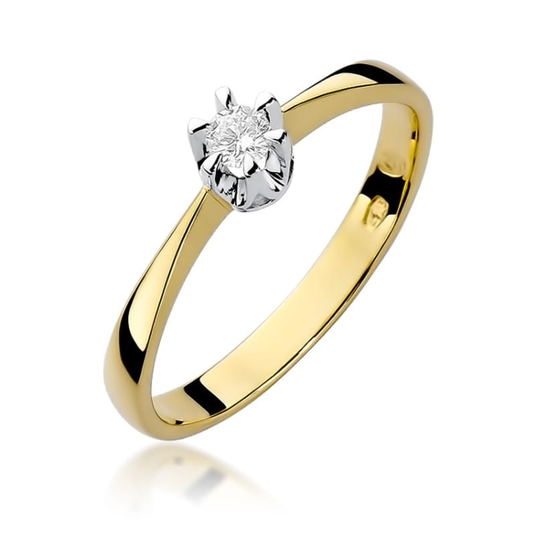 Pierścionek zaręczynowy z żółtego złota z diamentem 0,10ct Fire Of Love