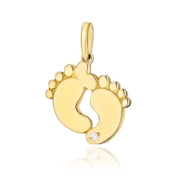 Zawieszka z żółtego złota 585 z diamentem 0,005ct stópki The Diamonds