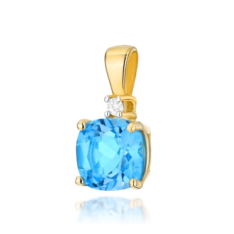 Przejdź do produktu Zawieszka do łańcuszka z żółtego złota z topazem i brylantem 0,0145ct The Diamonds