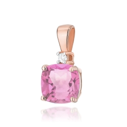 Zawieszka do łańcuszka z różowego złota z różowym topazem i brylantem 0,0145ct The Diamonds