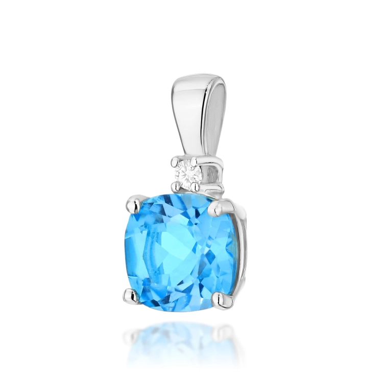 Zawieszka do łańcuszka z białego złota z topazem i brylantem 0,0145ct The Diamonds