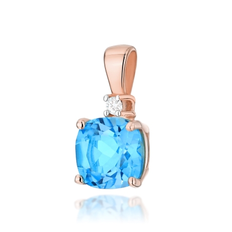 Przejdź do produktu Zawieszka do łańcuszka z różowego złota z topazem i brylantem 0,0145ct The Diamonds