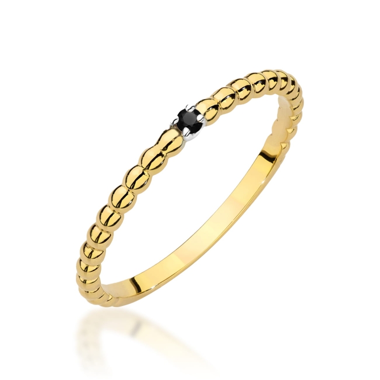 Pierścionek zaręczynowy z żółtego złota z czarnym diamentem 0,02ct Fire Of Love