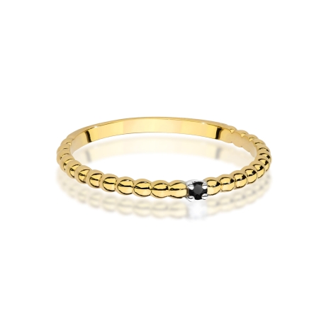 Przejdź do produktu Pierścionek zaręczynowy z żółtego złota z czarnym diamentem 0,02ct Fire Of Love