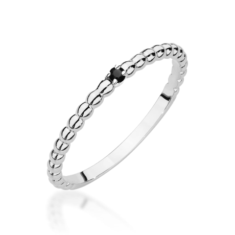 Przejdź do produktu Pierścionek zaręczynowy z białego złota z czarnym diamentem 0,02ct Fire Of Love