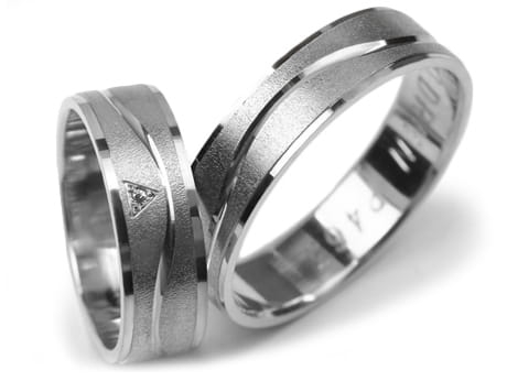 Obrączki ślubne z białego złota płaskie z cyrkonią 6mm Premium P-463-b