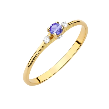 Przejdź do produktu Pierścionek zaręczynowy z żółtego złota z tanzanitem i diamentami 0,05ct Fire Of Love