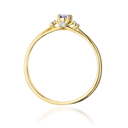 Pierścionek zaręczynowy z żółtego złota z tanzanitem i diamentami 0,05ct Fire Of Love