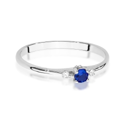 Pierścionek zaręczynowy z białego złota z szafirem i diamentami 0,05ct Fire Of Love