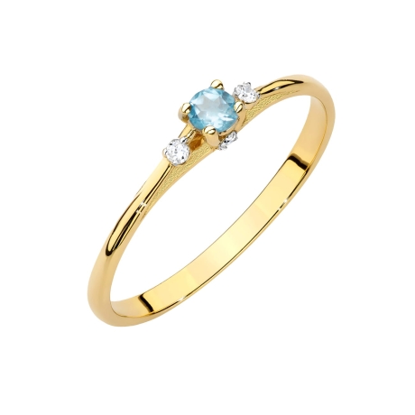 Przejdź do produktu Pierścionek zaręczynowy z żółtego złota z topazem i diamentami 0,05ct Fire Of Love