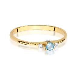 Pierścionek zaręczynowy z żółtego złota z topazem i diamentami 0,05ct Fire Of Love