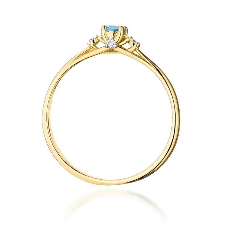 Pierścionek zaręczynowy z żółtego złota z topazem i diamentami 0,05ct Fire Of Love