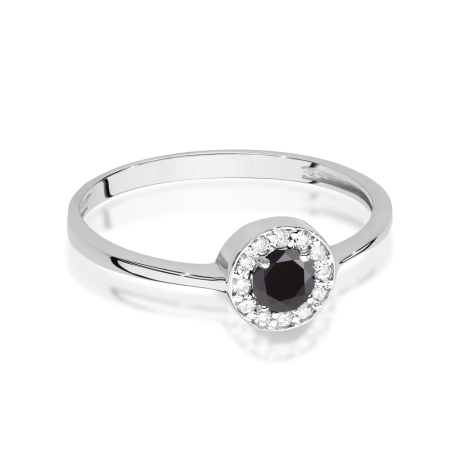 Przejdź do produktu Pierścionek zaręczynowy z białego złota z czarnym diamentem i diamentami 0,10ct Fire Of Love