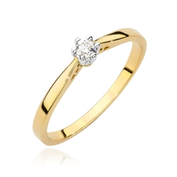 Pierścionek zaręczynowy z żółtego złota z diamentem 0,08ct Fire Of Love