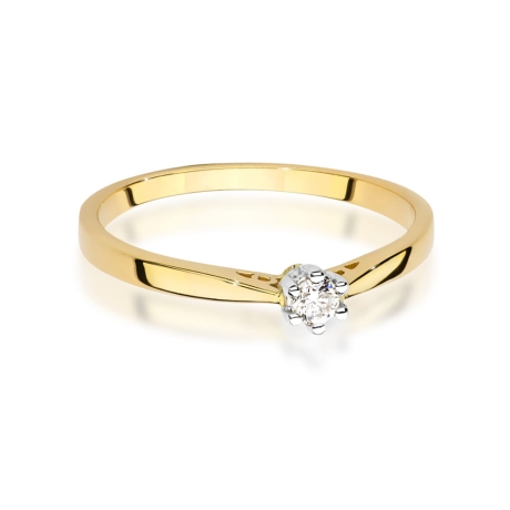 Przejdź do produktu Pierścionek zaręczynowy z żółtego złota z diamentem 0,08ct Fire Of Love 