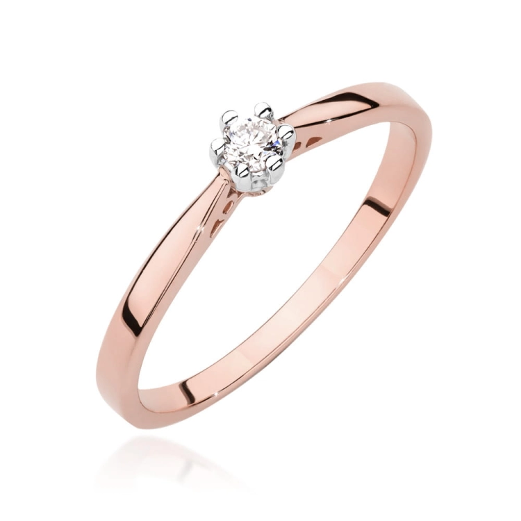 Pierścionek zaręczynowy z różowego złota z diamentem 0,08ct Fire Of Love