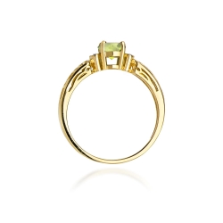 Pierścionek zaręczynowy z żółtego złota z oliwinem i diamentami 0,02ct Fire Of Love